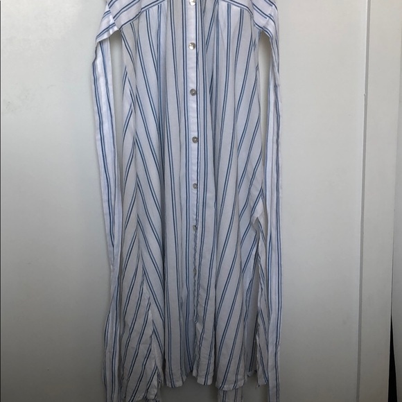 Faithfull The Brand Mustang Midi Dress Blue Stripe - Picture 6 of 6